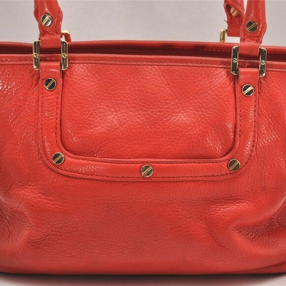 TORY BURCH Amanda Leather 2Way Shoulder Hand Bag Purse Orange - Picture 3 of 15